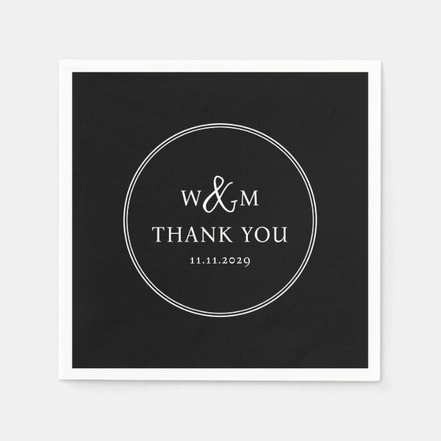 Enkel Elegant Modern Monogrammed Bröllop Pappersservett (Framsidan)