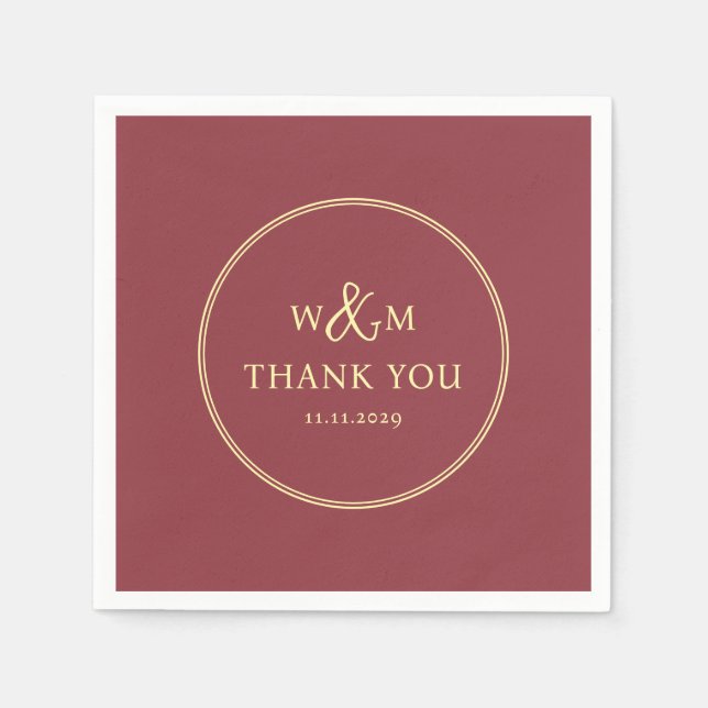 Enkel Elegant Modern Monogrammed Bröllop Pappersservett (Framsidan)