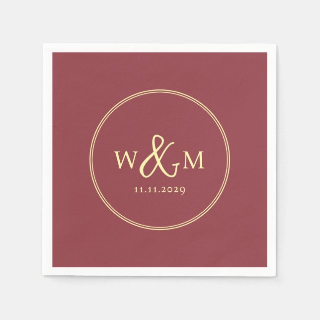 Enkel Elegant Modern Monogrammed Bröllop Pappersservett (Framsidan)