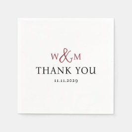 Enkel Elegant Modern Monogrammed Bröllop Pappersservett