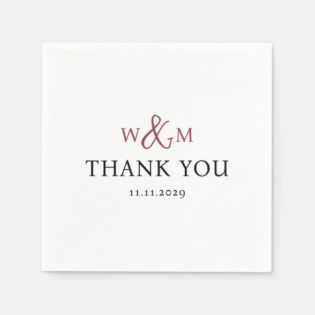 Enkel Elegant Modern Monogrammed Bröllop Pappersservett (Framsidan)