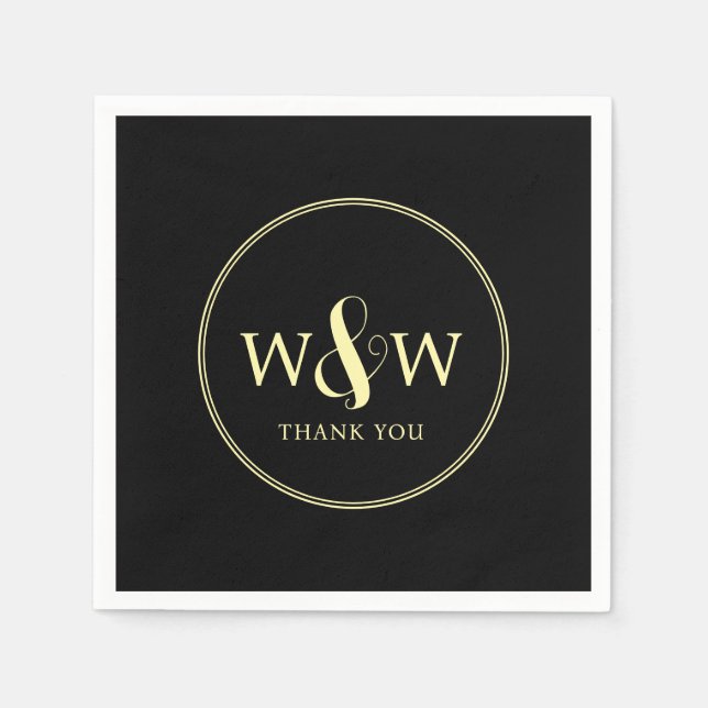 Enkel Elegant Modern Monogrammed Bröllop Pappersservett (Framsidan)