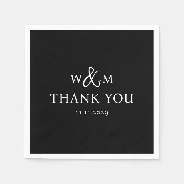 Enkel Elegant Modern Monogrammed Bröllop Pappersservett (Framsidan)