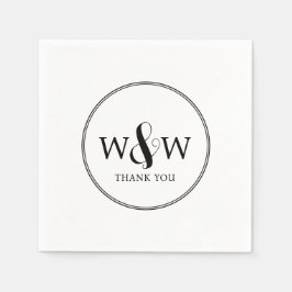 Enkel Elegant Modern Monogrammed Bröllop Pappersservett