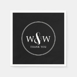 Enkel Elegant Modern Monogrammed Bröllop Pappersservett