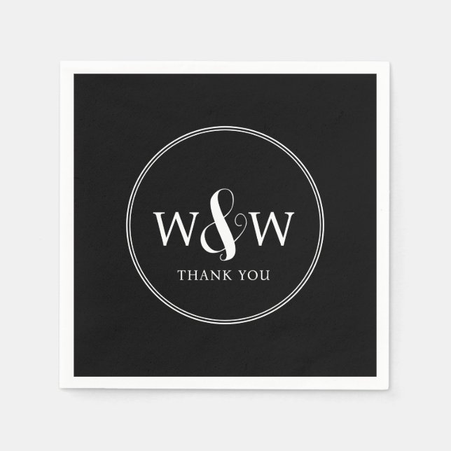 Enkel Elegant Modern Monogrammed Bröllop Pappersservett (Framsidan)