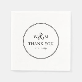 Enkel Elegant Modern Monogrammed Bröllop Pappersservett