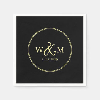 Enkel Elegant Modern Monogrammed Bröllop Pappersservett