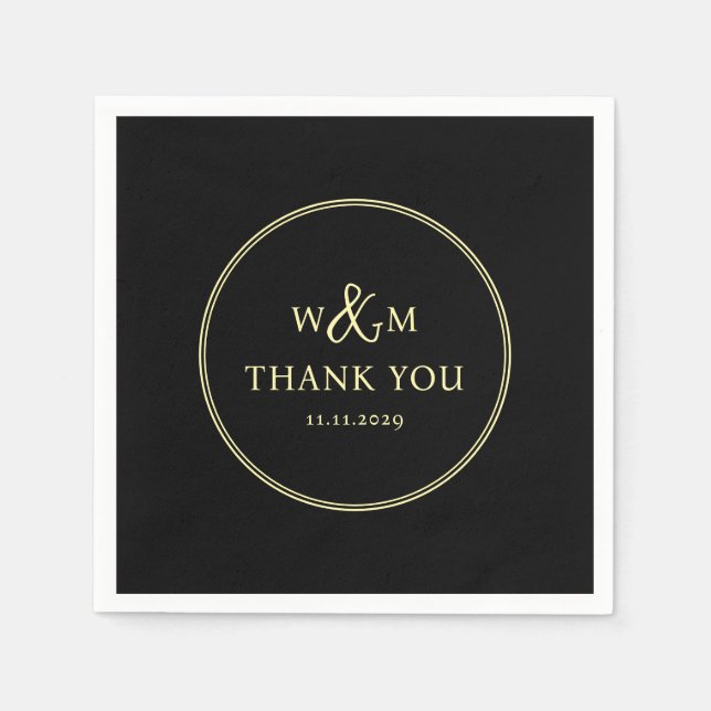 Enkel Elegant Modern Monogrammed Bröllop Pappersservett (Framsidan)