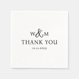 Enkel Elegant Modern Monogrammed Bröllop Pappersservett