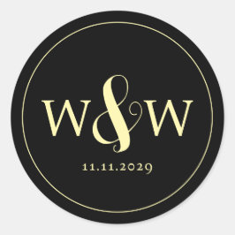 Enkel Elegant Modern Monogrammed Bröllop Runt Klistermärke