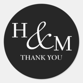 Enkel Elegant Modern Monogrammed Bröllop Runt Klistermärke