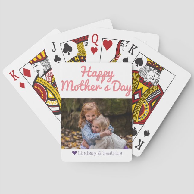 Enkel Elegant Modern Mors dag Photo Namn Casinokort (Baksidan)