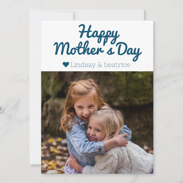 Enkel Elegant Modern Mors dag Photo Namn Julkort (Framsida)