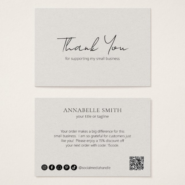 Enkel Elegant Modern Neutralt Beige Order-infognin Visitkort (Framsida & baksida)