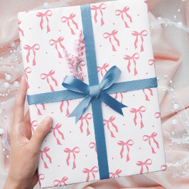 Enkel Elegant Modern Rosa Bow Mönster Presentpapper