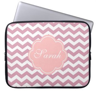 enkel, elegant, modern rosa chevron zigzag laptop fodral