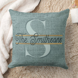 Enkel Elegant Modern Rustic Guld Monogram och Namn Kudde