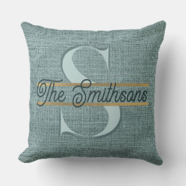 Enkel Elegant Modern Rustic Guld Monogram och Namn Kudde