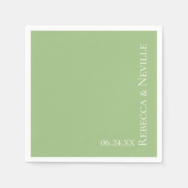 Enkel Elegant Modern Sage Text Bröllop Pappersservett (Framsidan)