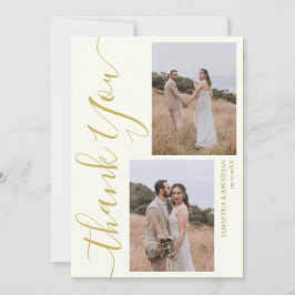 Enkel Elegant Modern Script 5-foton bröllop Tack Kort