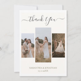 Enkel Elegant Modern Script 6-foton bröllop Tack Kort