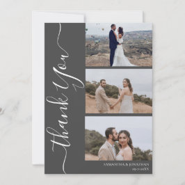 Enkel Elegant Modern Script 6-foton bröllop Tack Kort