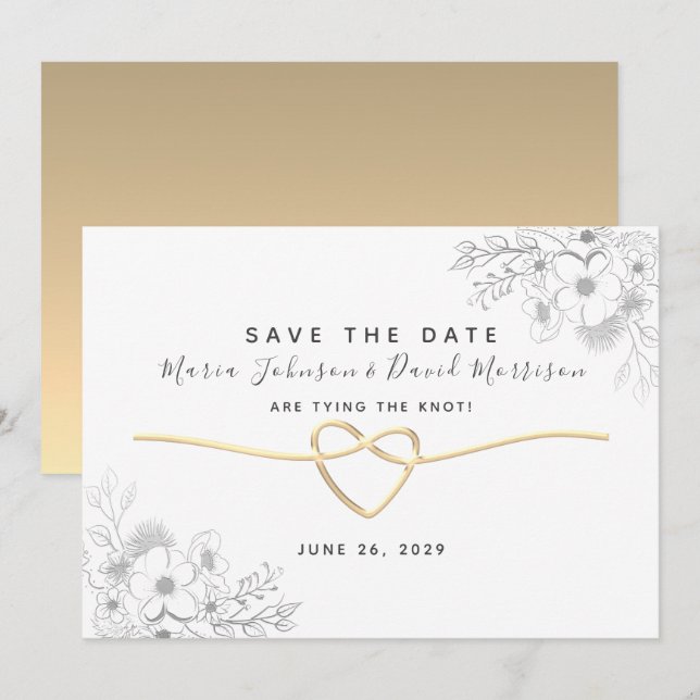 Enkel Elegant Modern Script Bröllop spara datum Datumet (Fram/baksida)