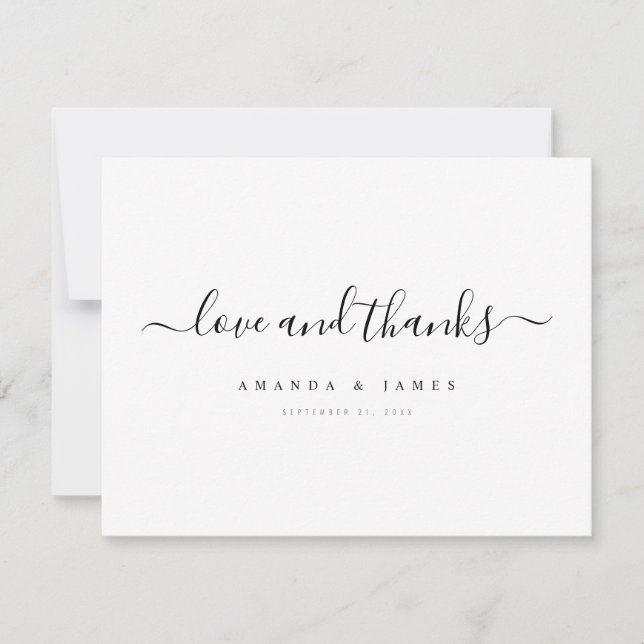 Enkel Elegant Modern Script Bröllop Tack Kort (Framsida)