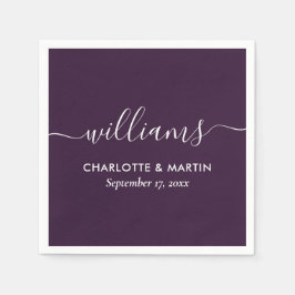 Enkel Elegant Modern Script Lila Bröllop Pappersservett