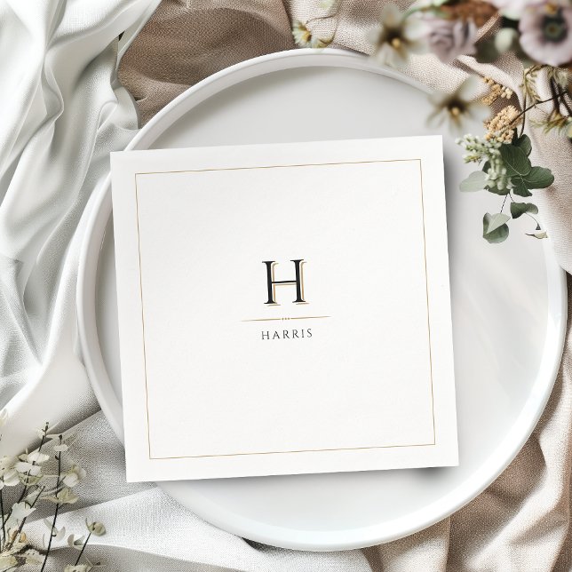 Enkel Elegant Modern Stilfull Lyx Familj Monogram Pappersservett (Simple Elegant Modern Classy Luxe Family Monogram Napkins)