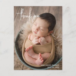 Enkel Elegant Modern Tack Photo Birth Meddelande Vykort