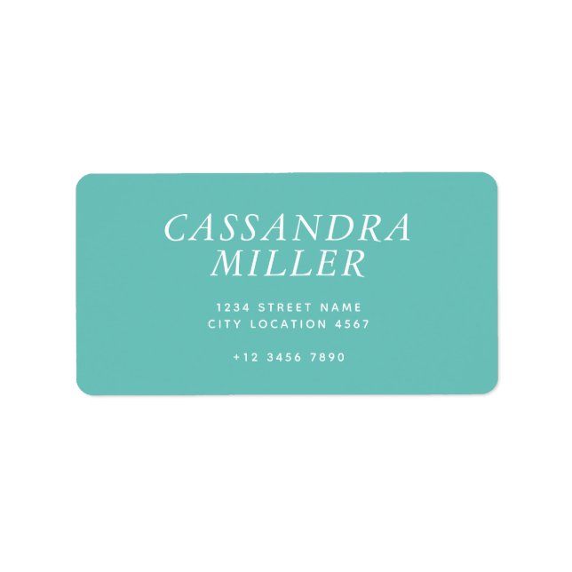 Enkel Elegant Modern Teal Adress Adressetikett (Framsidan)