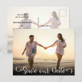 Enkel Elegant Modernt Skript Foto Spara Datum Meddelande Vykort