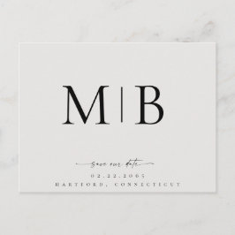 Enkel Elegant Monogram Beige Spara Vårt Datum Bröl Meddelande Vykort