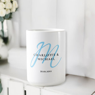 Enkel, elegant, monogram bröllop kaffemugg