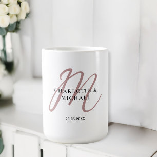Enkel, elegant, monogram bröllop kaffemugg