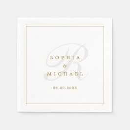 Enkel Elegant Monogram Bröllop Pappersservett