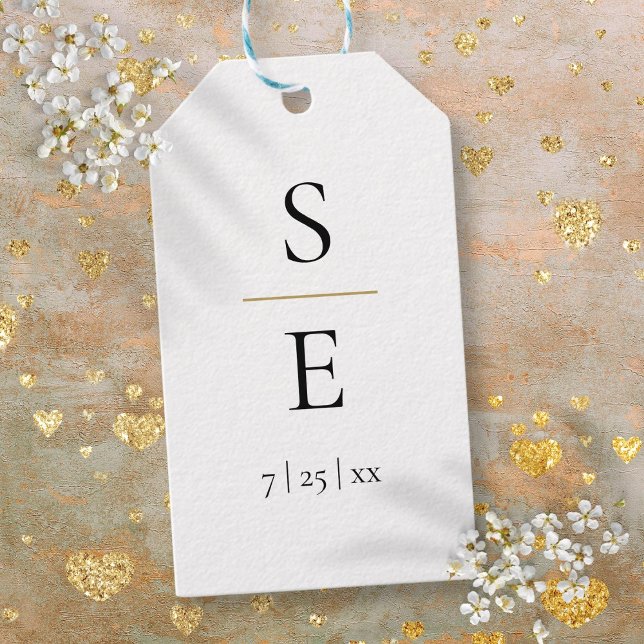 Enkel Elegant Monogram Bröllop Presentetikett (Simple Elegant Monogram Wedding Gift Tags)