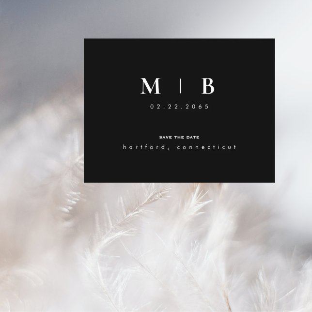 Enkel & Elegant Monogram Bröllop Spara Datum II Meddelande Vykort (Skapare uppladdad)