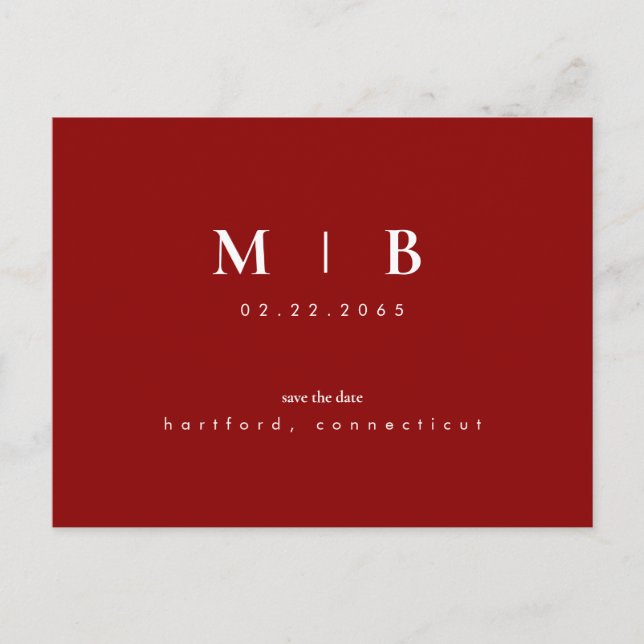 Enkel Elegant Monogram Bröllop Spara Datum Vykort (Framsida)