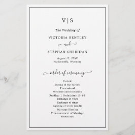Enkel Elegant Monogram Bröllopsprogram på Budget