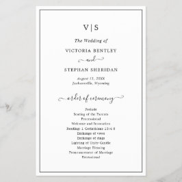 Enkel Elegant - Monogram budgetBröllopsprogram Flygblad