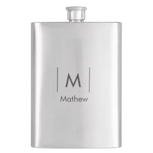 Enkel elegant monogram groomsman man linjer namn fickplunta