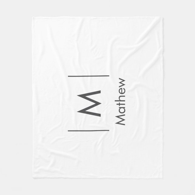 Enkel elegant monogram groomsman man linjer namn  fleecefilt (Framsidan)