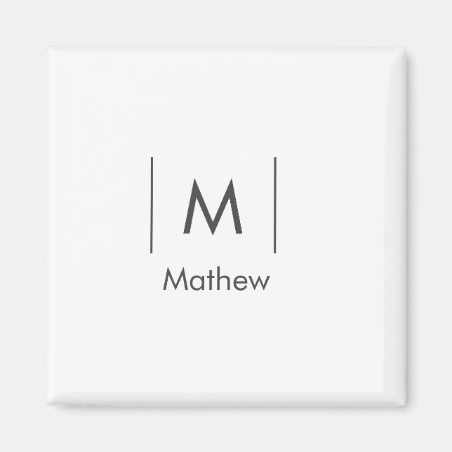 Enkel elegant monogram groomsman man linjer namn magnet (Framsidan)