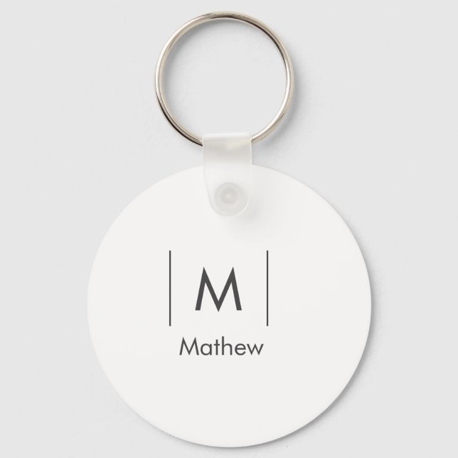 Enkel elegant monogram groomsman man linjer namn  nyckelring (Framsida)