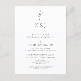 Enkel Elegant Monogram Minimalistisk Chic Bröllop Vykort