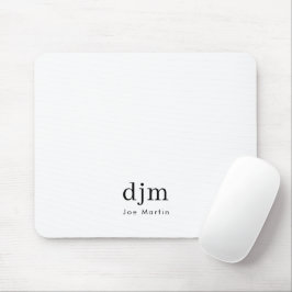 Enkel Elegant Monogram Minimalistisk Svart & Vit Musmatta