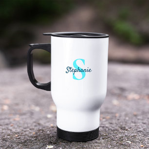 Enkel Elegant Monogram Namn Aqua Blue Resemugg